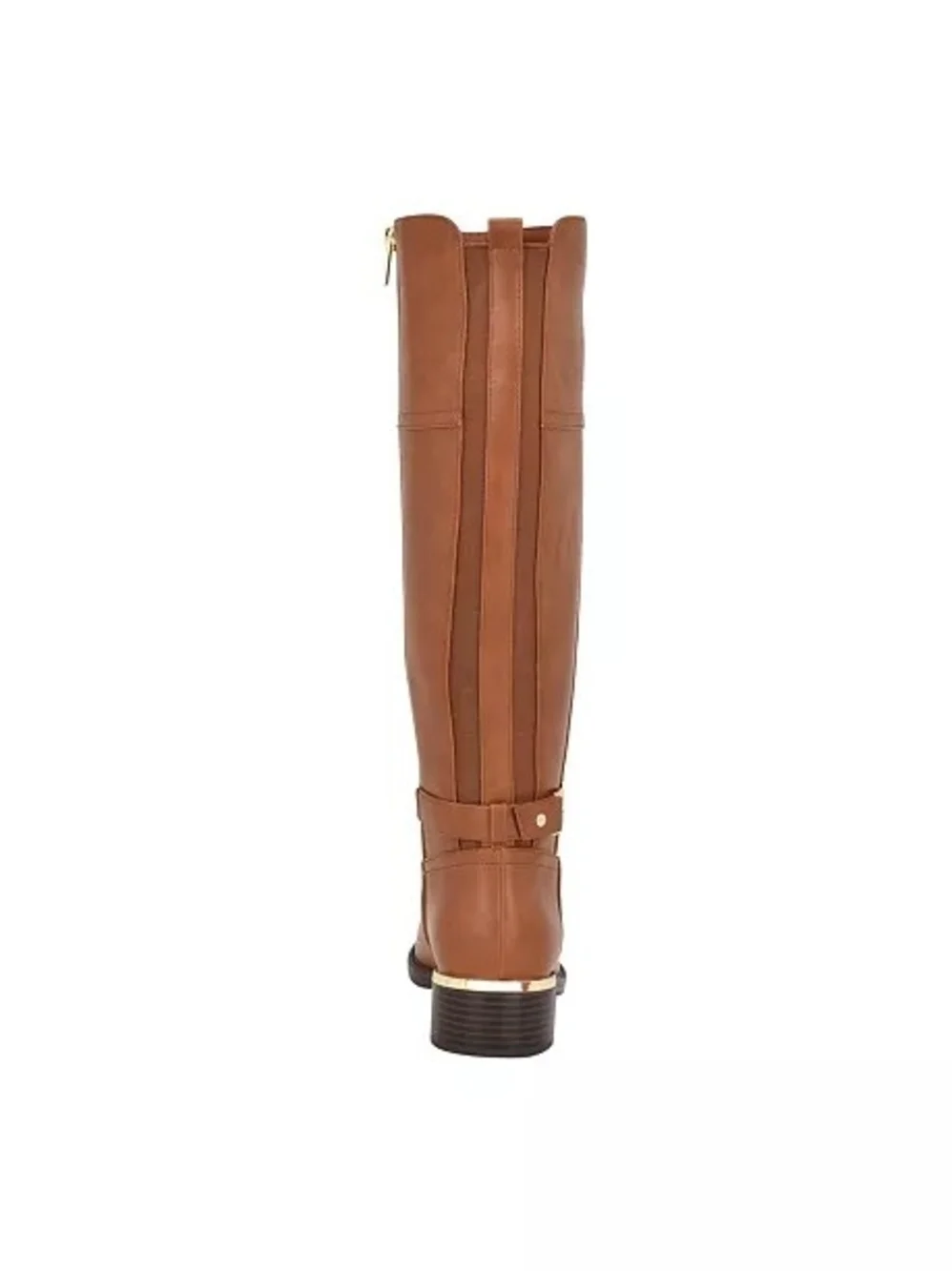 Calvin Klein Cognac -Knee -Leather Boots with Gold CK Accent